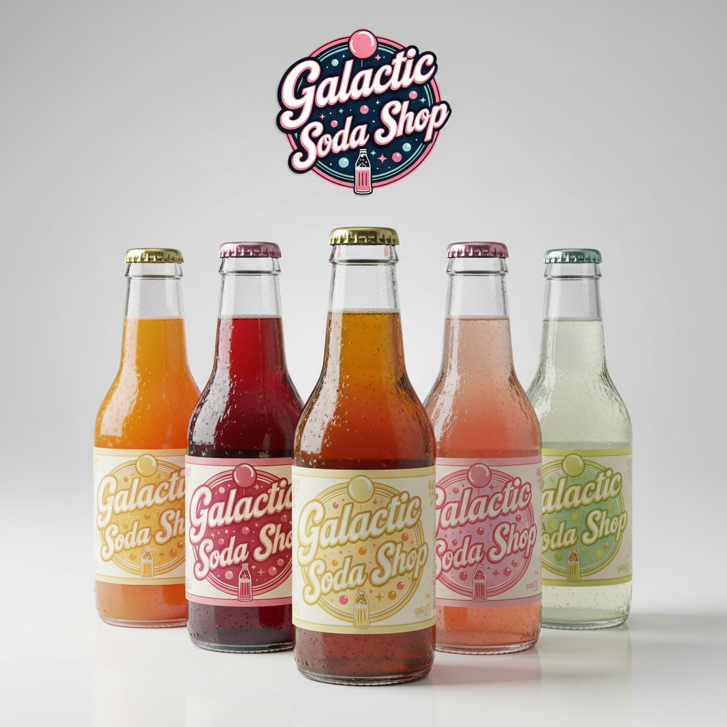 Galactic Soda Shop Marketing Image with Logo